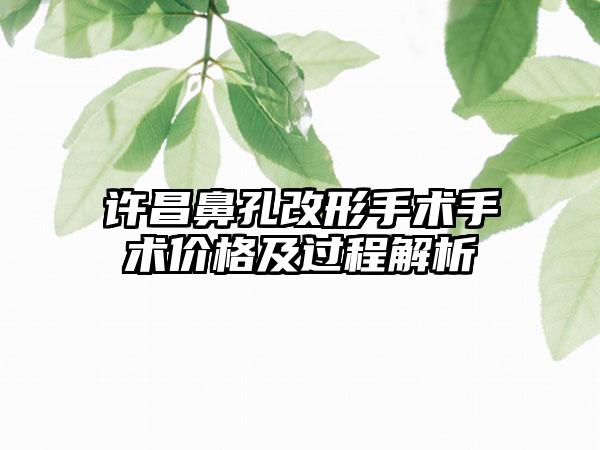 许昌鼻孔改形手术手术价格及过程解析