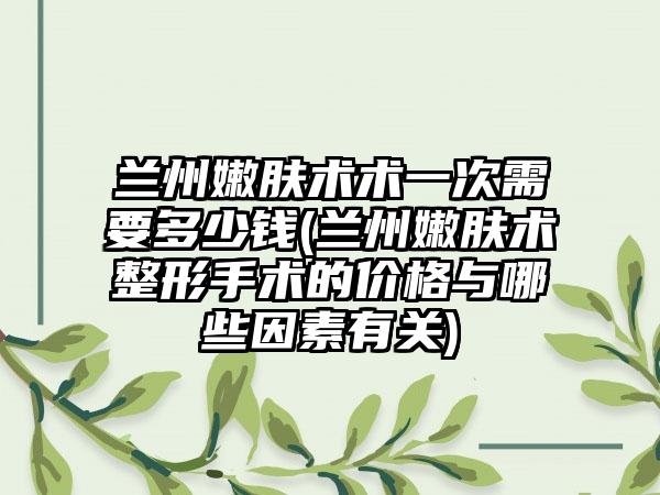 兰州嫩肤术术一次需要多少钱(兰州嫩肤术整形手术的价格与哪些因素有关)