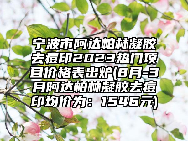 宁波市阿达帕林凝胶去痘印2023热门项目价格表出炉(8月-3月阿达帕林凝胶去痘印均价为：1546元)