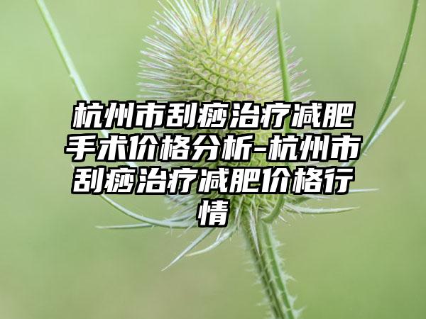 杭州市刮痧治疗减肥手术价格分析-杭州市刮痧治疗减肥价格行情