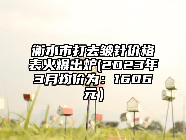 衡水市打去皱针价格表火爆出炉(2023年3月均价为：1606元）