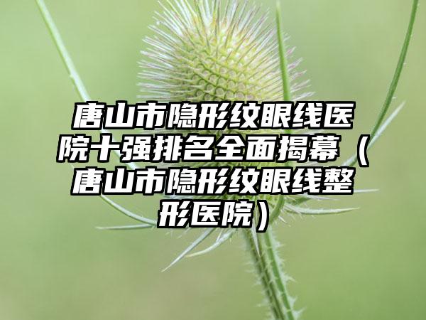 唐山市隐形纹眼线医院十强排名全面揭幕（唐山市隐形纹眼线整形医院）