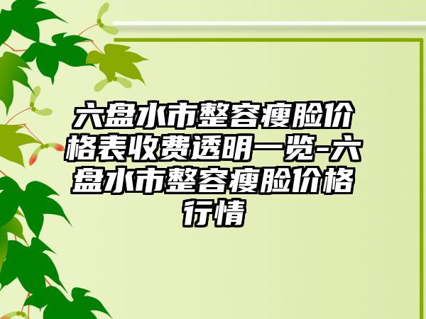 六盘水市整容瘦脸价格表收费透明一览-六盘水市整容瘦脸价格行情