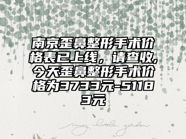 南京歪鼻整形手术价格表已上线，请查收,今天歪鼻整形手术价格为3733元-51183元