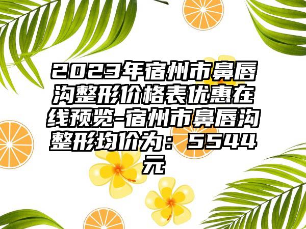 2023年宿州市鼻唇沟整形价格表优惠在线预览-宿州市鼻唇沟整形均价为：5544元