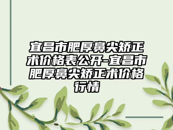 宜昌市肥厚鼻尖矫正术价格表公开-宜昌市肥厚鼻尖矫正术价格行情