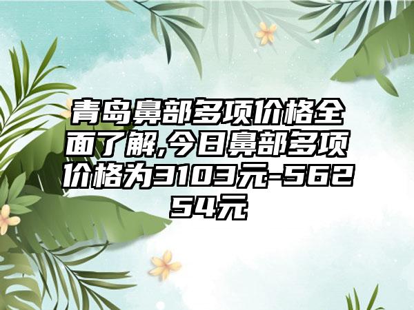 青岛鼻部多项价格全面了解,今日鼻部多项价格为3103元-56254元