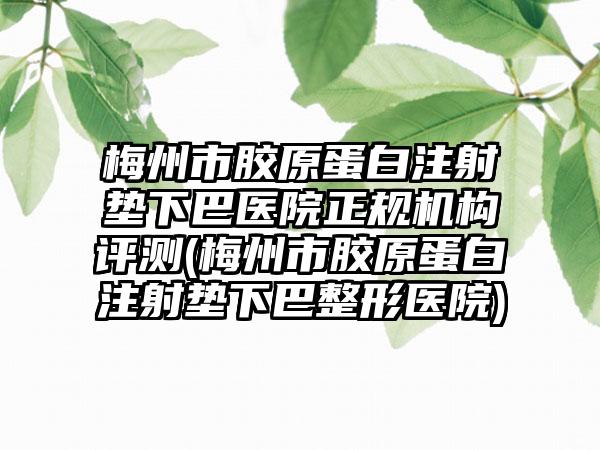 梅州市胶原蛋白注射垫下巴医院正规机构评测(梅州市胶原蛋白注射垫下巴整形医院)