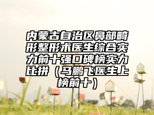 内蒙古自治区鼻部畸形整形术医生综合实力前十强口碑榜实力比拼（马鹏飞医生上榜前十）