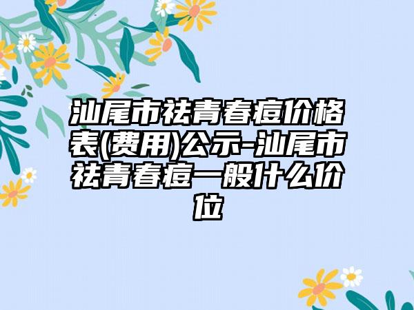 汕尾市祛青春痘价格表(费用)公示-汕尾市祛青春痘一般什么价位