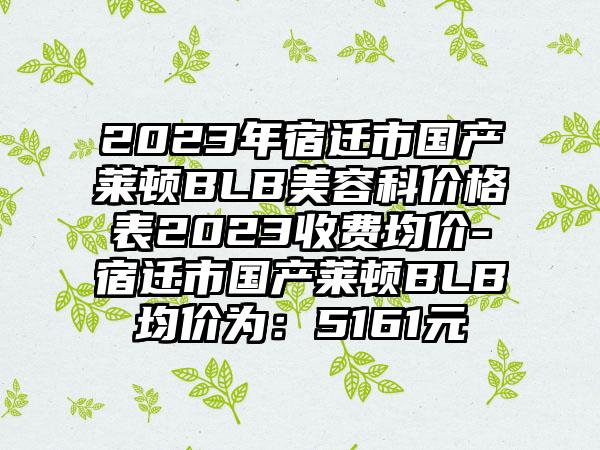 2023年宿迁市国产莱顿BLB美容科价格表2023收费均价-宿迁市国产莱顿BLB均价为：5161元